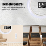LED Wall Clock Remote Control 12 Inch Mirror Table Alarm Clocks 7 Colors Temperature Nightlight Digital