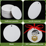 100 Piece Christmas Sublimation Blanks Holes White Acrylic Round Ornament With Red Ribbon