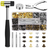 120 Sets Buttons Kit Leather, 12mm Heavy Duty Snap FastenersPress Stud Cap with Tools, for Clothing,Leather