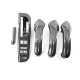 Car Carbon Grain Master Window Switch Control Panel Trim Bezel +3 Interior Door Grab Handle Set for VW Jetta Golf 4 1999-2004