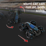 Double sided dump truck remote control lighting stunt music lateral drift high-speed climbing car toy