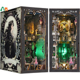 3D Wooden Puzzle DIY Miniature Kit for Insert Decoration - Book Nook Kit. Magic Book House Stand for Bookshelf.
