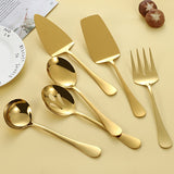 6pcs Stainless Steel Kitchen Utensils Set, Golden Serving Spoon Slotted Spoon Slotted Spatula Flat Turner Dinner