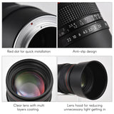 Andoer 85mm F1.8 Medium Telephoto Camera Large Aperture Full Frame Portrait Lens Manual Focus for Sony E-Mount Cameras