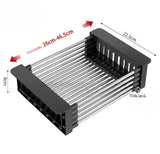 1PC Retractable Drain Basket with Adjustable Armrest Stainless Steel Drying Dish Rack Kitchen Sink Storage basket drain rack