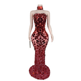 2024 Summer New Female Singer Black Evening Dress Sleeveless Wrapped Chest Sexy Slim Fit