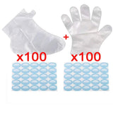 100PCS Transprent Disposable Bags Prevent Infection Remove Chapped Foot Hand Care SPA Wax Covers Bath Gloves Socks