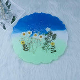 Epoxy Kit 10 Inch Fruit Plate Irregular Round Silicone Resin Tray Mold For Beginners With 2 Pcs Gold Handles