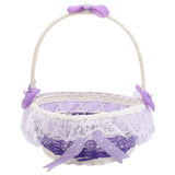 1pc Wedding Flower Basket Lace Round Flower Basket Delicate Flower Girl Basket