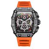 Fashion Men's Automatic Mechanical Watch ONOLA Unique Luxury Diamond Inlaid Design Waterproof Silicone Tape Watch Men Clock