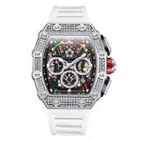 Fashion Men's Automatic Mechanical Watch ONOLA Unique Luxury Diamond Inlaid Design Waterproof Silicone Tape Watch Men Clock