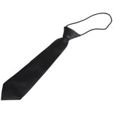Solid Black Polyester Elastic Slim Necktie Neck Tie for Child