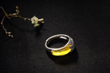 925 Sterling Silver Fashion Personality Retro Feather Inlaid Finger Ring