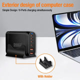 New 200W GaN Desktop Phone 6-port Type C PD QC3.0 For iPhone Samsung Xiaomi Fast Mobile USB Charger