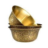 7PCS/Set Buddhist Supplies Exquisite Carved Pure Copper Patina Beautifully Carved Eight Auspicious Water Holy Cups Water Bowl