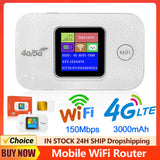 4G LTE Mobile WiFi Router with SIM Card Slot 150Mbps Mini Outdoor 3000mAh Pocket Wifi Hotspot for Home Office RV Camping