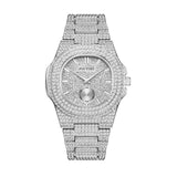 PINTIME Luxury Men's Watches Waterproof 30M Fashion Quartz Wristwatch Iced Out Diamond Case Bling Business Stainless Steel Reloj