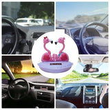 Solar Bobblehead Flamingo Cute Ornaments Dashboard Shaking Decor Valentine's Day Shake Head Toy For Car