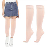1Pair Medical Compression 30-40mmHg Middle Tube Thin Calf Sleeve Peep-to Socks Pressure Varicose Veins Stockings For Woman