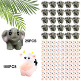 25/100Pcs Elephant Miniature Cow Mini Animal Statue Model Outdoor Moss Ornaments for Fairy Landscape Terrarium Decor