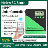 12V 24V WIFI MPPT Panel System Battery Charge PV Regulator Dual USB 10A 20A 30A 40A 50A 60A Solar Controller