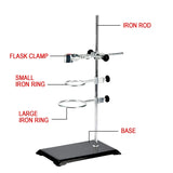 40cm Grade Metalware Support Stand, Cork ed Burette Clamp with 2 Retort Ring(2inch,3inch Dia) Laboratory Equipment