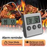 Kitchen Digital Thermometer BBQ Oven Meat Grill Timer Function Heat Meter Home Baking Household Cooking Temp Gauge Probe