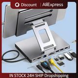 Mobile Bracket HUB Aluminum Alloy Docking Station Laptop Stand HDMI-Compatible Multiple Ports Hub 4K 60HZ 5Gbps Gigabit Ethernet