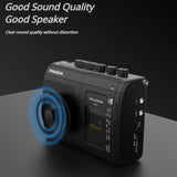 Walkman recorder, portable AM/FM radio, retro cassette music player with speakers, supporting 3.5mm headphones for play