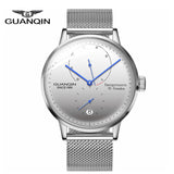 GUANQIN Business Fashion Style Luxury Men's Watch Mechanical Automatic Sapphire Stainless Steel  Waterproof Bracelet Accessories