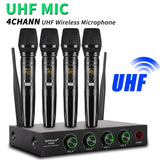 4 Channel Wireless Microphone System Home Karaok Micro Phone PA Speaker Singing Party TV Professional UHF Handheld Dynamic Mic