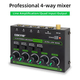 Professional Channel Stereo Converters LED Mixer Low Noise Sound 4 Input 1 Output AXFY