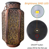 Solar Powered Lights Waterproof Outdoor Retro Hanging Light with Handle Metal Lanterns Lighting for Garden Patio Yard
