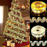 Tree Ornaments for Home 2024 DIY Bows Light String Navidad New Year 2025 Christmas Decoration LED Ribbon Fairy Lights