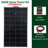 300W/600W Solar Panel Kit - PET Flexible Solar Cell Charger for 12V Battery, Ideal for Camping, RV, Car, Yacht, Boat & Marine Motorhome