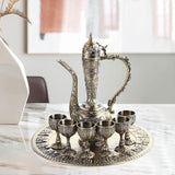 European Turkish Coffee Pot Set - Metal Cup Beverage Drinkware for Living Room