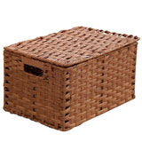 Household Simulated Rattan Woven Basket Daily Use Storage Box Food Sundries Container With Lid