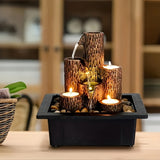 1pc Tree Stump Shape USB-powered Desktop Fountain Furniture Decoration Multi-functional 3-layer Design Soothing Desktop Fountain, Candles Holder Lovers Gift, Wedding Gift, Office Livingg Room Home Decor