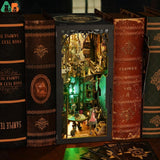 3D Wooden Puzzle DIY Miniature Kit for Insert Decoration - Book Nook Kit. Magic Book House Stand for Bookshelf.