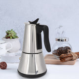 Stove Espresso Moka 6 Cups Percolator Coffee Pot Electric Stainless Steel Classic Cafe Maker EU Plug