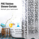1PC with Hooks PVC Waterproof Mildew Resistant Antibacterial 3D White Semi Transparent Pebble Shower Curtain