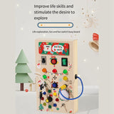 Busy Sensory Toys Wooden With LED Light Switch Control Board Travel Activities Children Games, Fine Workmanship Durable