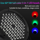 3W*60 RGB Stage Light party wedding disco lights dmx 512 sound control dj ballroom club stage lamp 3 in 1 par light