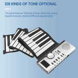 61 Keys Roll Up Keyboard Portable Soft Silicone Electronic Piano with Built-in Speaker LCD Display Recording MIDI Function