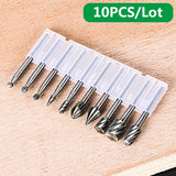 10PCS HSS Multi Tool Routing Router Bit Mill Cutter Attachment Compatible High Speed Steel Rotary Burr for Dremel
