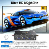 2 Displayport -Compatible USB 3.0 KVM Switch 8K@60Hz 4K@144Hz Triple Monitor Keyboard and Mouse Sw