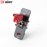Carbon Fiber Racing Car 12V Ignition Panel Rally Engine Start Red LED Toggle Switch with Cover and Indicator Light