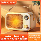 1PC Portable Heater 220V (EU Plug)  New Screen Heater Soft Sound Heating For Mother And Child For Efficient Matt PTC Ceramic Heating Body 360 Rotary Adjustment High-Definition Display Thanksgiving Halloween Christmas Gift Fall Winter Essential