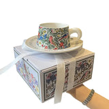 Teacup Set Vintage Hand Painted ral Birds Ceramic Mugs Home Party Reusable Breakfast Oatmeal Cup Heat Resisting Coffee Cups