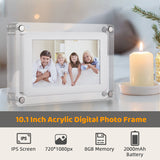 10.1 Inch WiFi Acrylic Photo Digital Picture Frame Built-in 8GB Memory for Friends Families, Frameo APP Sharing